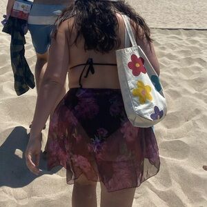 Sheer Ballet Core Floral Wrap Skirt